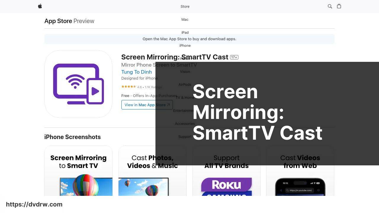 https://apps.apple.com/us/app/screen-mirroring-smarttv-cast/id1637839188 screenshot