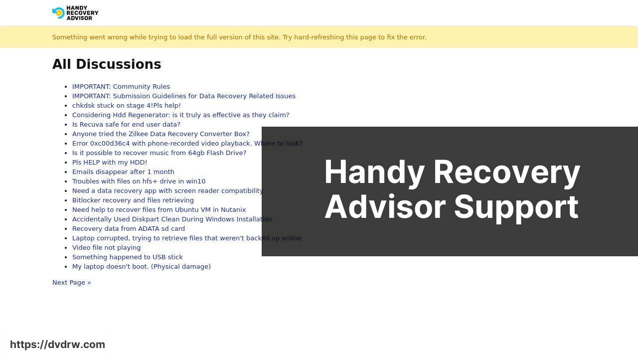 https://community.handyrecovery.com screenshot