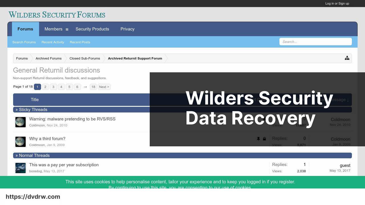 https://www.wilderssecurity.com/forums/data-recovery-products-and-services.103/ screenshot